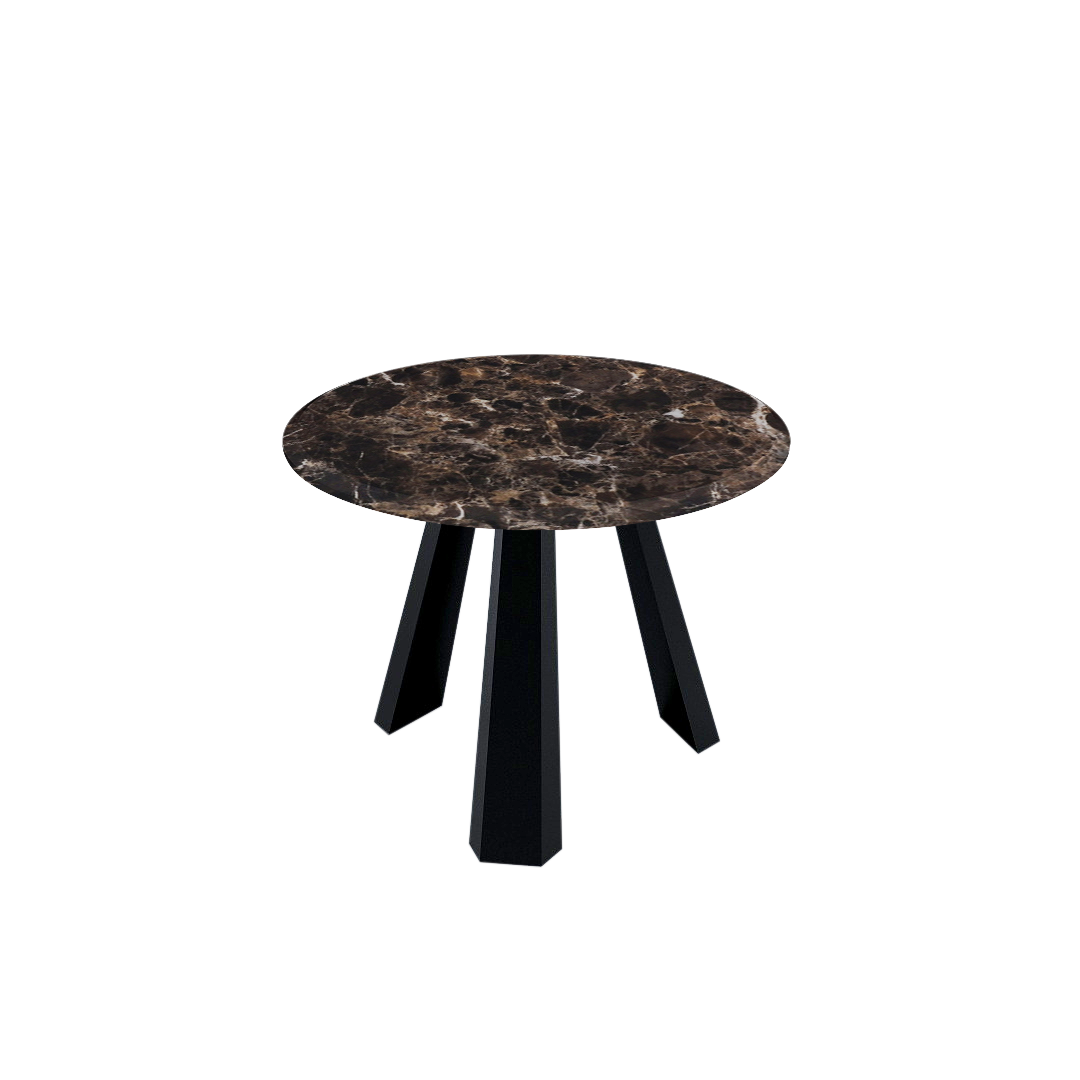 Mix & Match Round Marble Dining Table with Black Metal Base (4-seater)