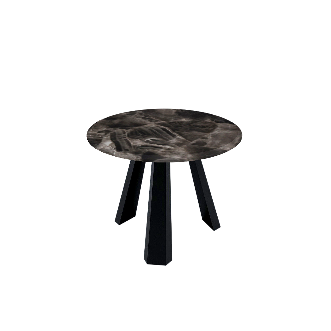 Mix & Match Round Marble Dining Table with Black Metal Base (4-seater)