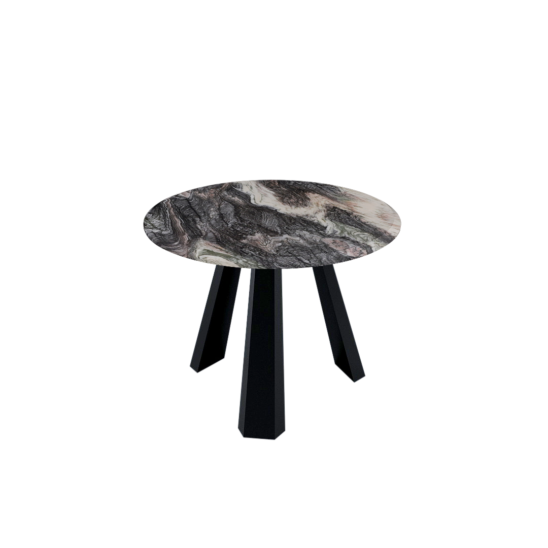 Mix & Match Round Marble Dining Table with Black Metal Base (4-seater)