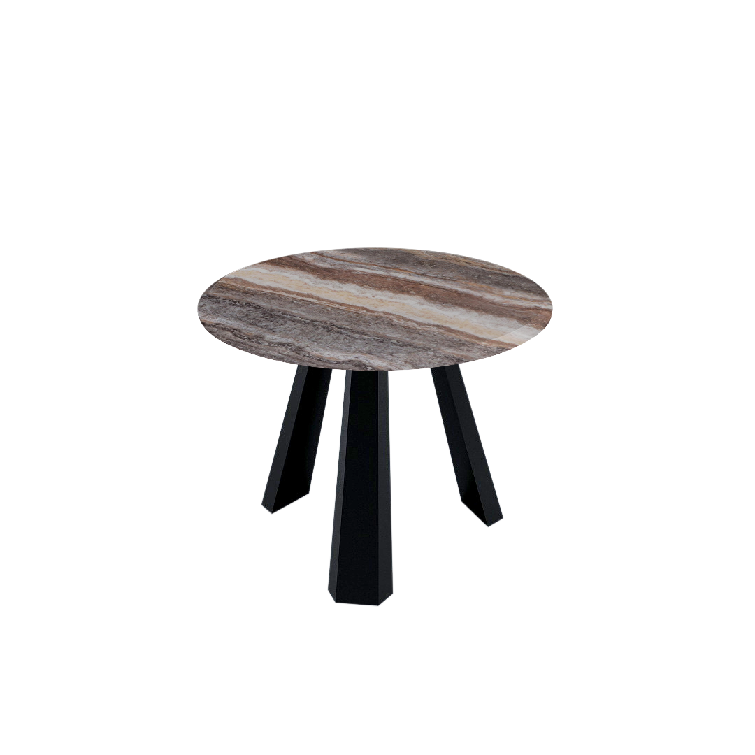 Mix & Match Round Marble Dining Table with Black Metal Base (4-seater)
