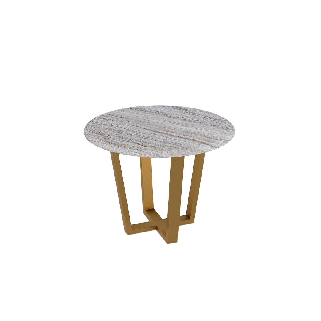 Mix & Match Round Marble Dining Table with Gold Metal Base (4-seater)