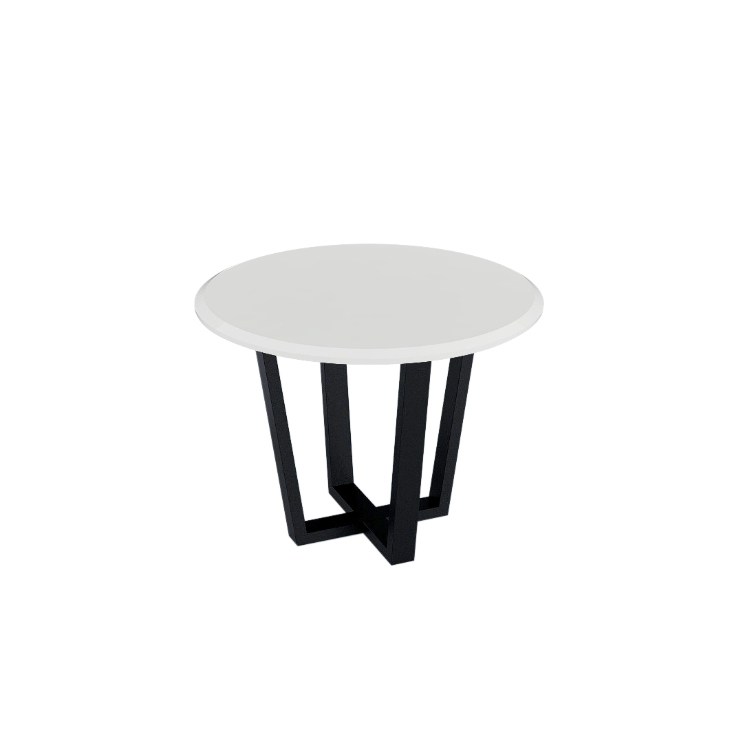 Mix & Match Round Marble Dining Table with Black Metal Base (4-seater)