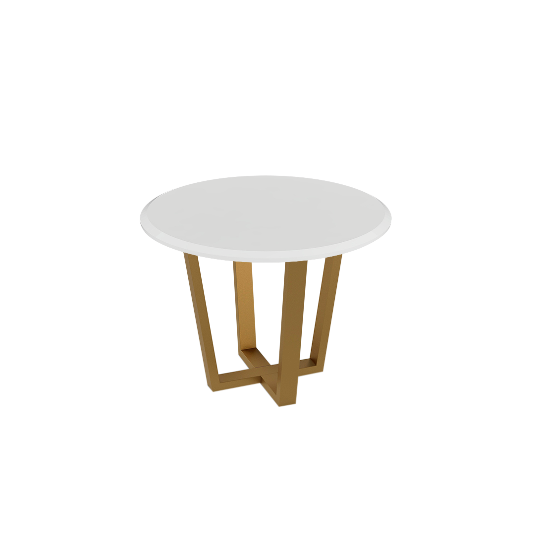 Mix & Match Round Marble Dining Table with Gold Metal Base (4-seater)