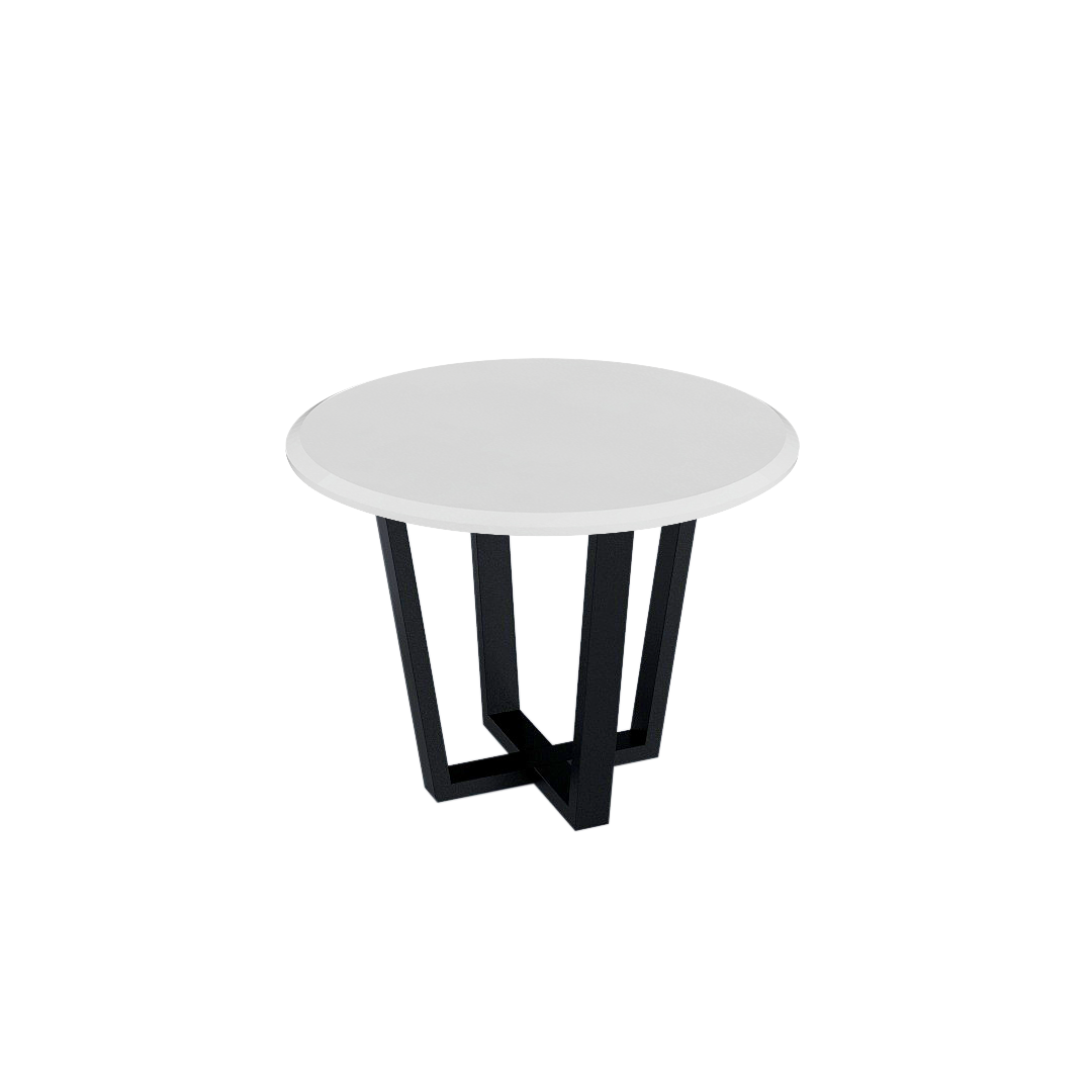 Mix & Match Round Marble Dining Table with Black Metal Base (4-seater)