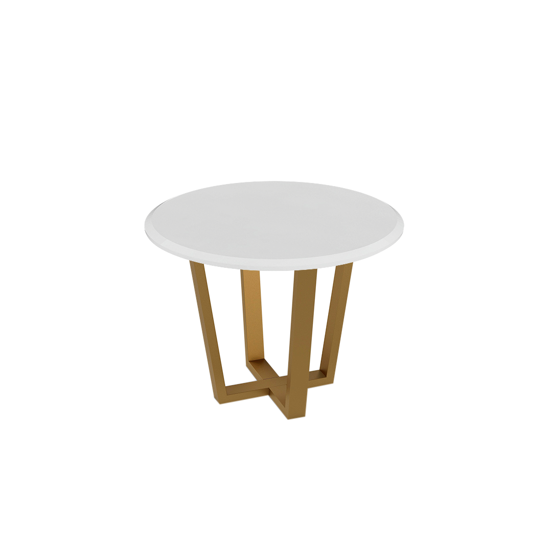 Mix & Match Round Marble Dining Table with Gold Metal Base (4-seater)