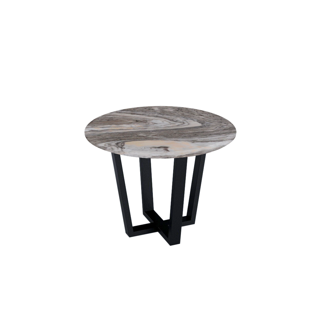 Mix & Match Round Marble Dining Table with Black Metal Base (4-seater)
