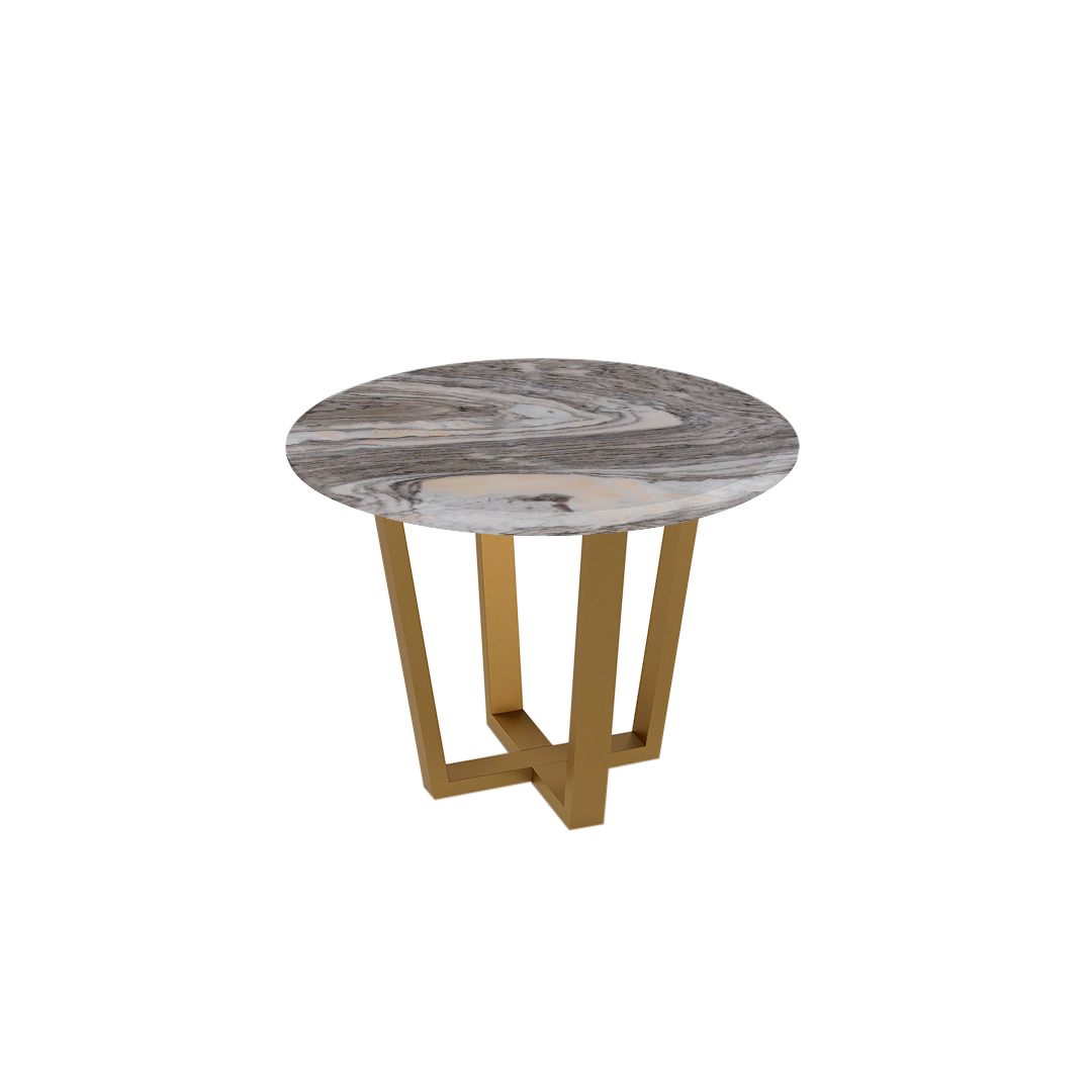 Mix & Match Round Marble Dining Table with Gold Metal Base (4-seater)