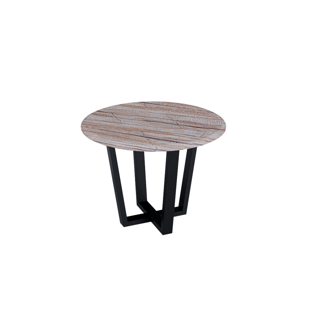 Mix & Match Round Marble Dining Table with Black Metal Base (4-seater)
