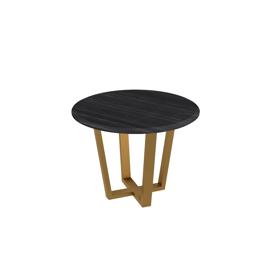 Mix & Match Round Marble Dining Table with Gold Metal Base (4-seater)