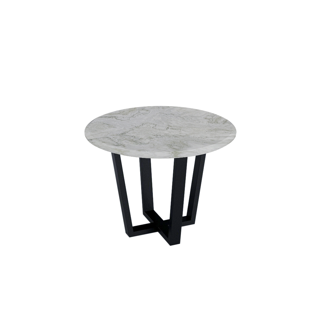 Mix & Match Round Marble Dining Table with Black Metal Base (4-seater)