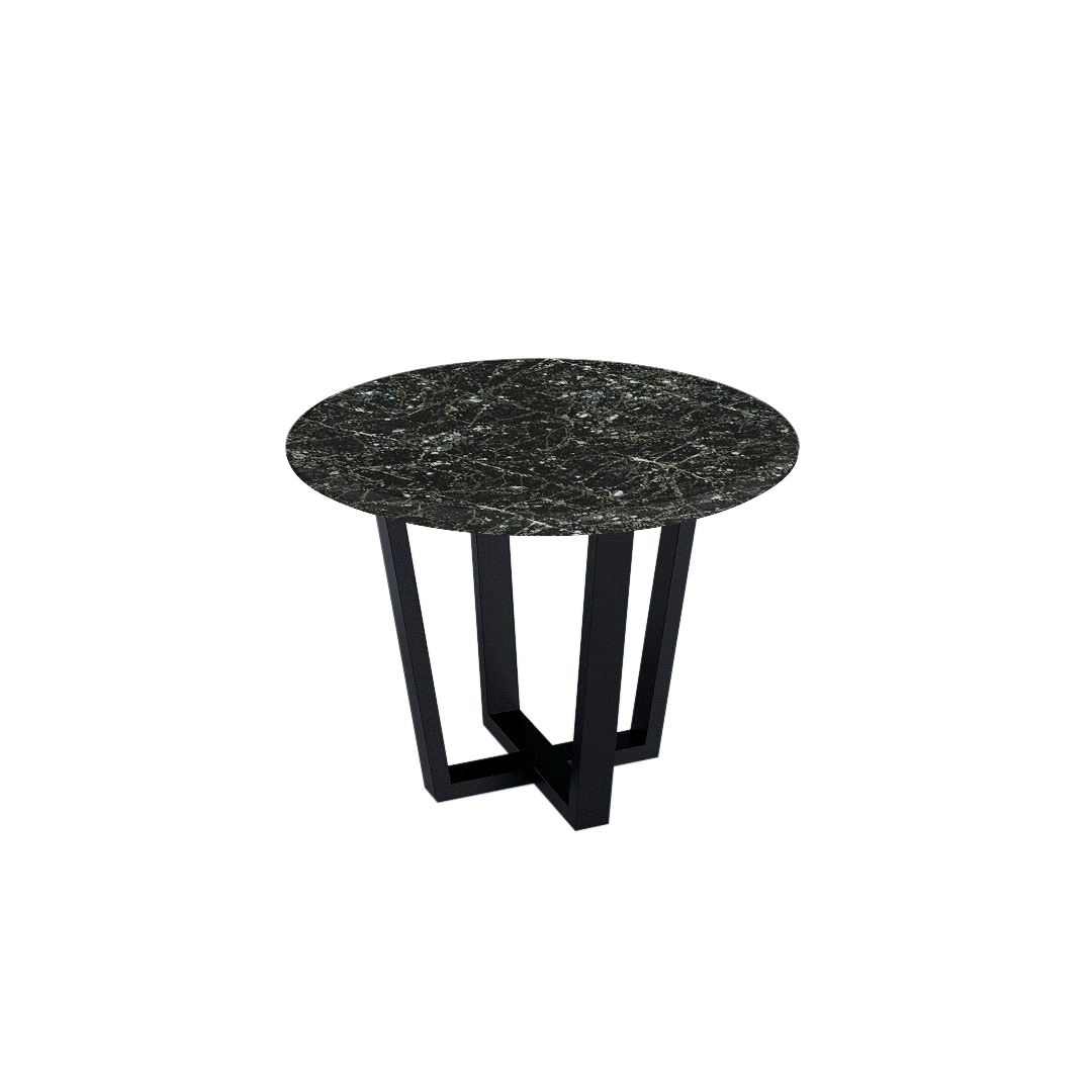 Mix & Match Round Marble Dining Table with Black Metal Base (4-seater)