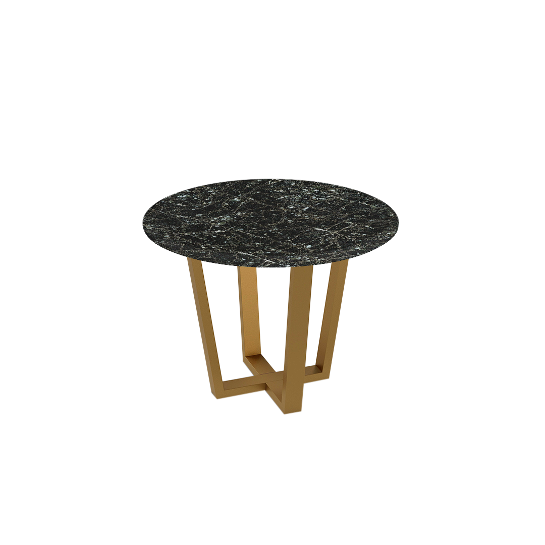 Mix & Match Round Marble Dining Table with Gold Metal Base (4-seater)