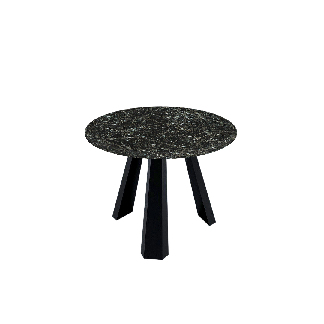 Mix & Match Round Marble Dining Table with Black Metal Base (4-seater)