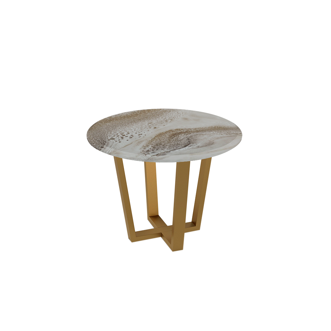Mix & Match Round Marble Dining Table with Gold Metal Base (4-seater)