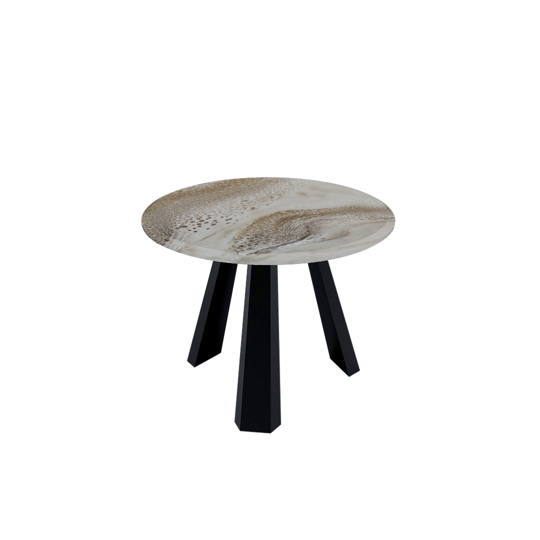 Mix & Match Round Marble Dining Table with Black Metal Base (4-seater)