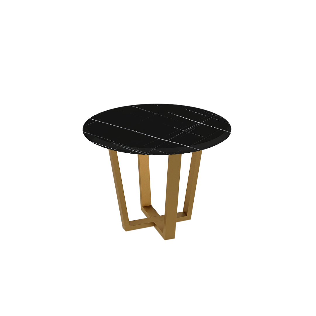 Mix & Match Round Marble Dining Table with Gold Metal Base (4-seater)