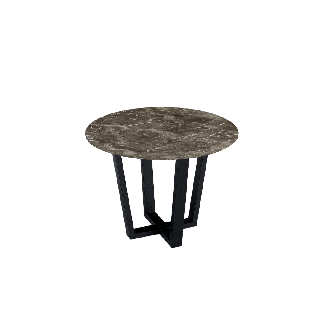Mix & Match Round Marble Dining Table with Black Metal Base (4-seater)
