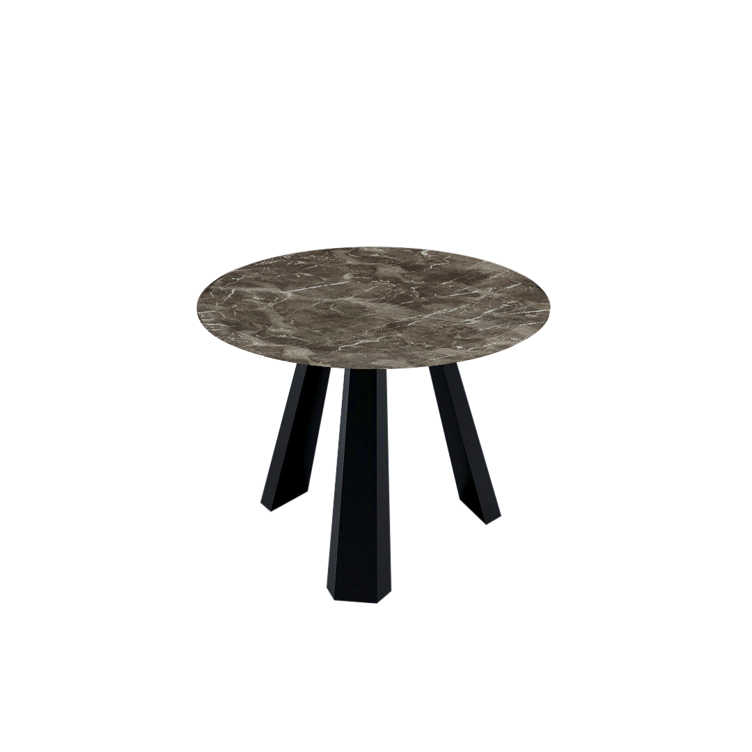 Mix & Match Round Marble Dining Table with Black Metal Base (4-seater)