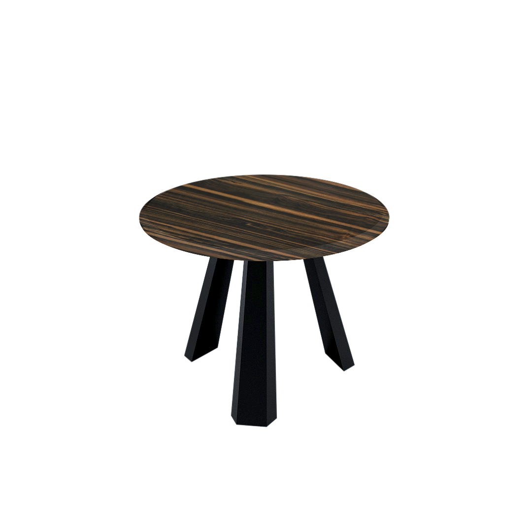Mix & Match Round Marble Dining Table with Black Metal Base (4-seater)