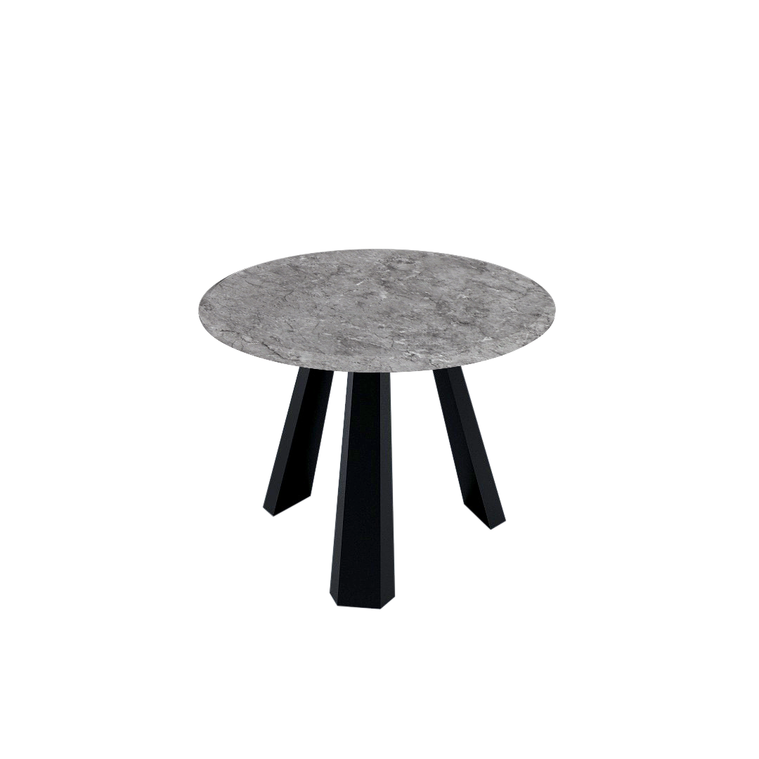 Mix & Match Round Marble Dining Table with Black Metal Base (4-seater)