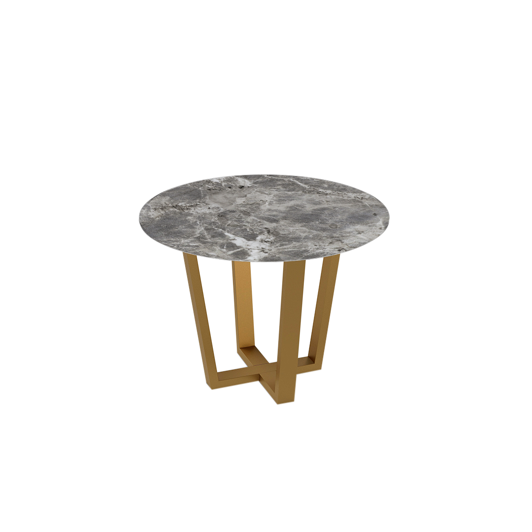 Mix & Match Round Marble Dining Table with Gold Metal Base (4-seater)
