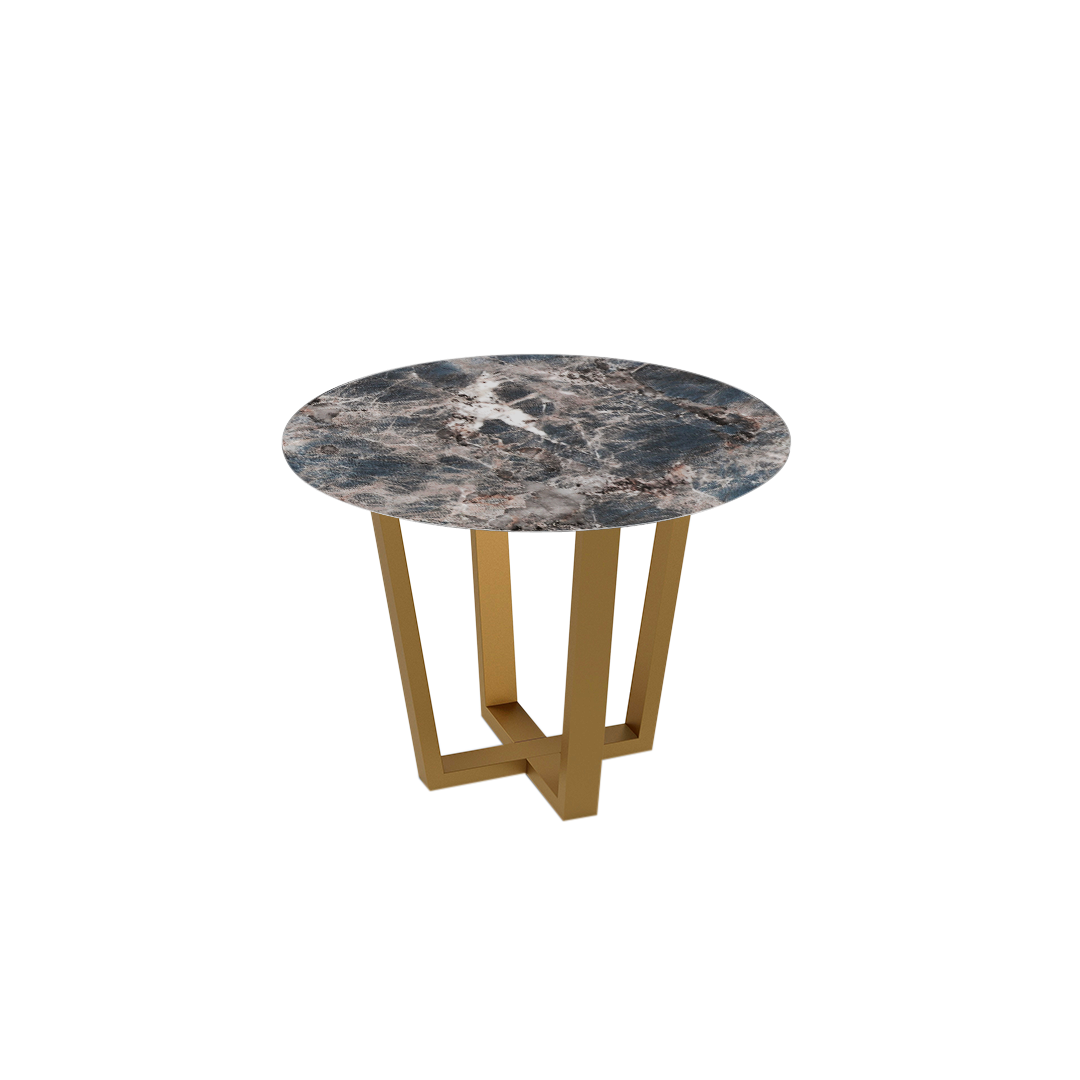 Mix & Match Round Marble Dining Table with Gold Metal Base (4-seater)