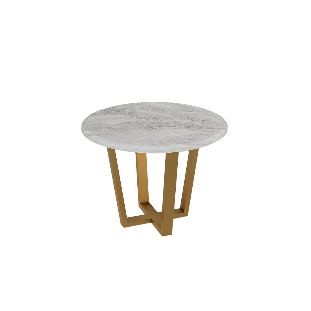 Mix & Match Round Marble Dining Table with Gold Metal Base (4-seater)