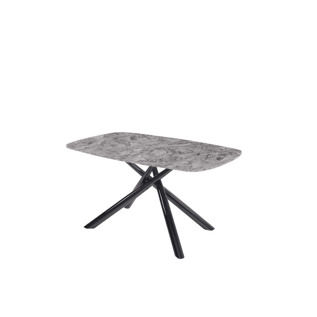 Mix & Match Rectangular Marble Dining Table with Xylia Black Metal Base (1.5m x 0.9m)