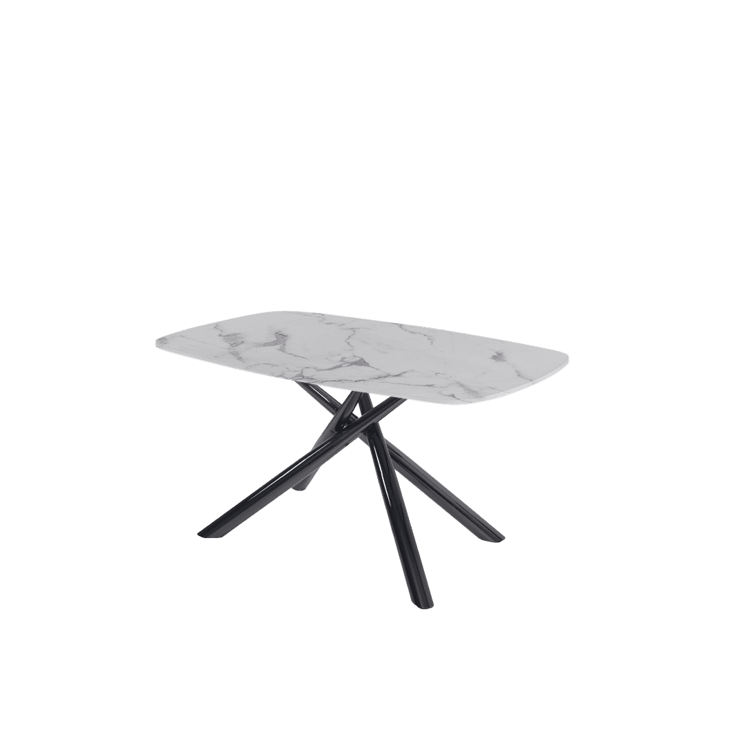 Mix & Match Rectangular Marble Dining Table with Xylia Black Metal Base (1.5m x 0.9m)