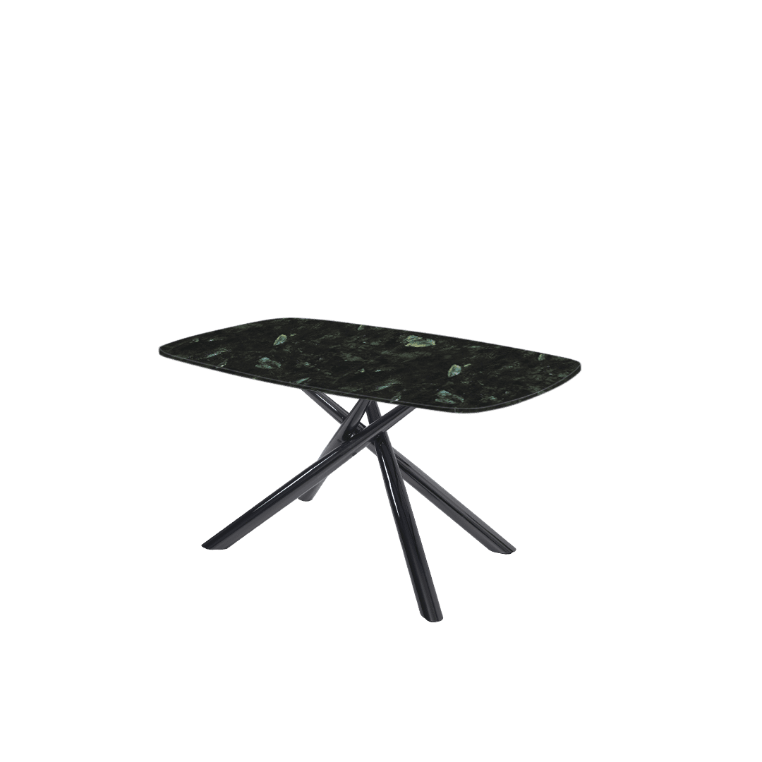 Mix & Match Rectangular Marble Dining Table with Xylia Black Metal Base (1.5m x 0.9m)