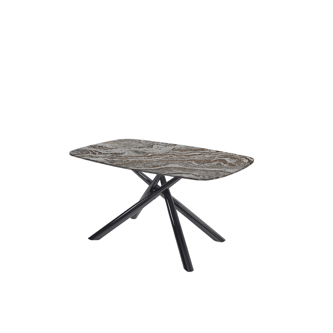 Mix & Match Rectangular Marble Dining Table with Xylia Black Metal Base (1.5m x 0.9m)