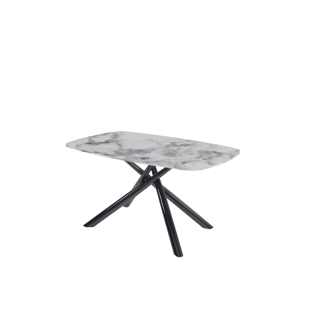 Mix & Match Rectangular Marble Dining Table with Xylia Black Metal Base (1.5m x 0.9m)