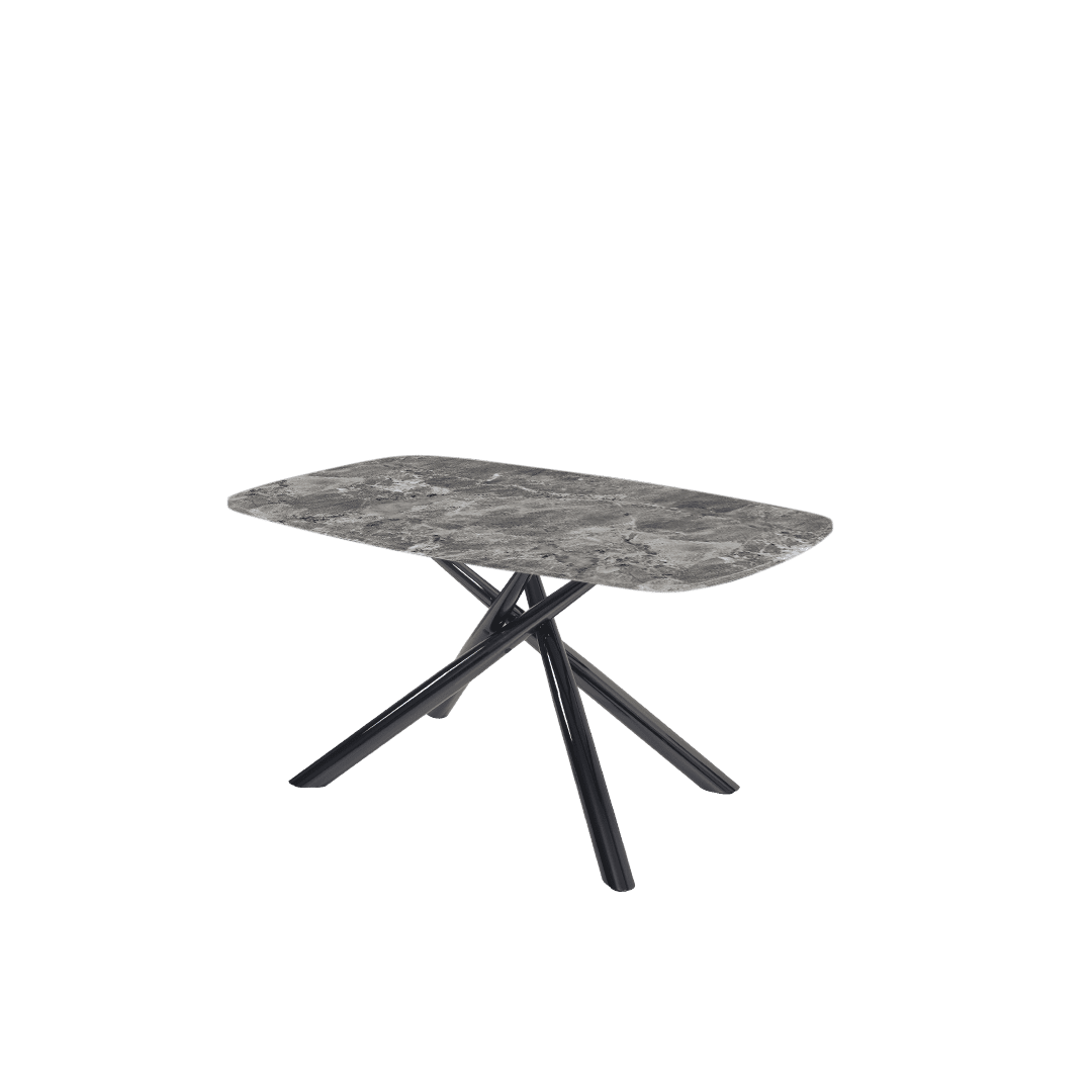 Mix & Match Rectangular Marble Dining Table with Xylia Black Metal Base (1.5m x 0.9m)