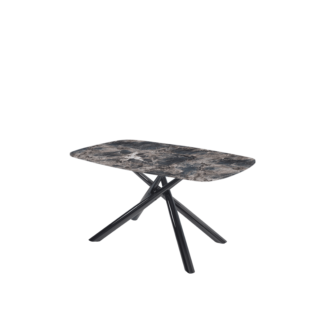 Mix & Match Rectangular Marble Dining Table with Xylia Black Metal Base (1.5m x 0.9m)