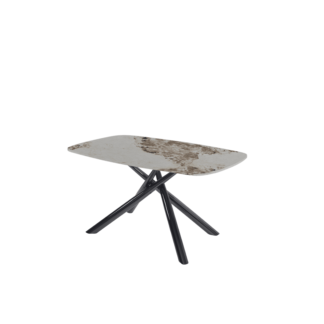 Mix & Match Rectangular Marble Dining Table with Xylia Black Metal Base (1.5m x 0.9m)