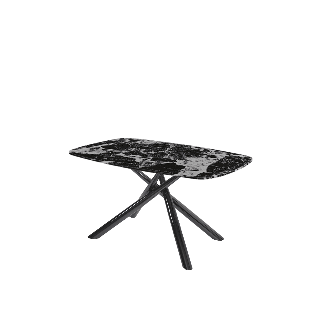 Mix & Match Rectangular Marble Dining Table with Xylia Black Metal Base (1.5m x 0.9m)
