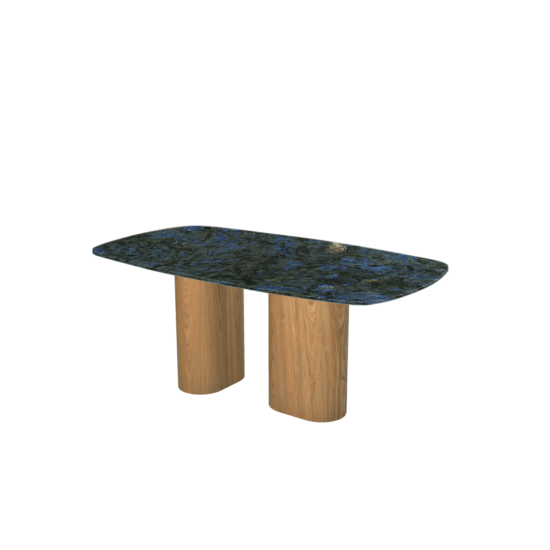 Mix & Match Rectangular Marble Dining Table with Paolo Ash Wood Base (1.8m x 1.0m)