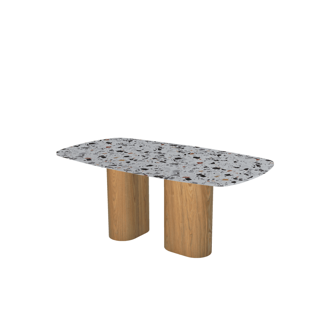 Mix & Match Rectangular Marble Dining Table with Paolo Ash Wood Base (1.8m x 1.0m)