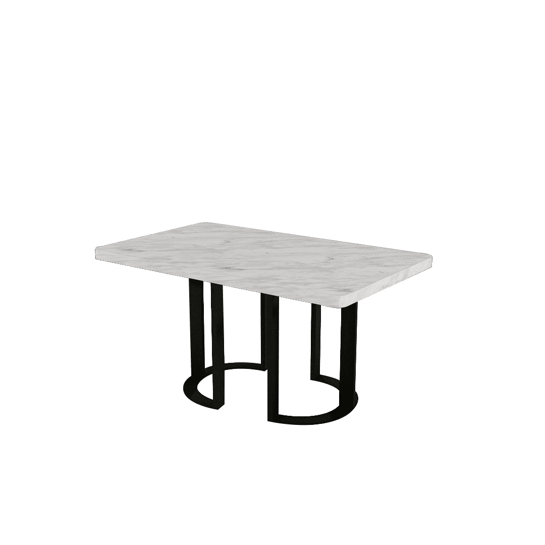 Mix & Match Rectangular Marble Dining Table with Roch Black Metal Base (1.5m x 0.9m)