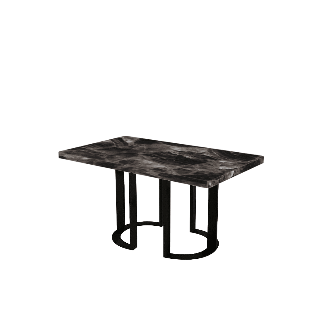 Mix & Match Rectangular Marble Dining Table with Roch Black Metal Base (1.5m x 0.9m)