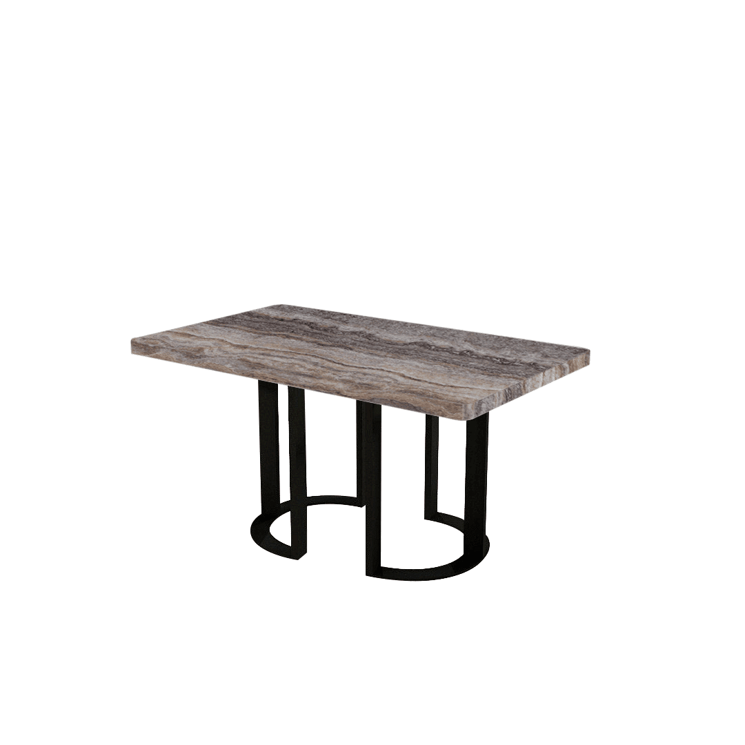 Mix & Match Rectangular Marble Dining Table with Roch Black Metal Base (1.5m x 0.9m)