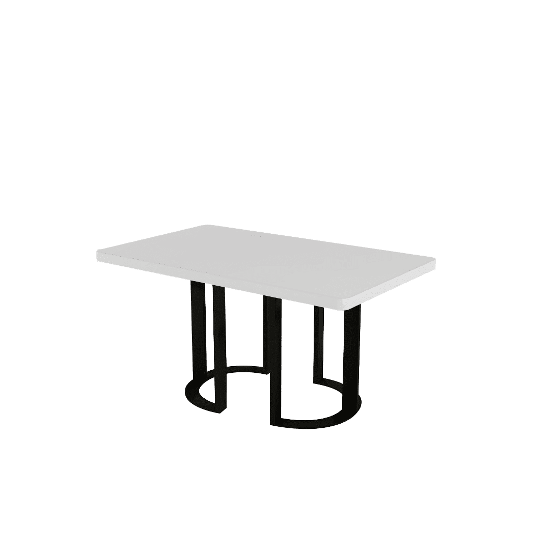 Mix & Match Rectangular Marble Dining Table with Roch Black Metal Base (1.5m x 0.9m)