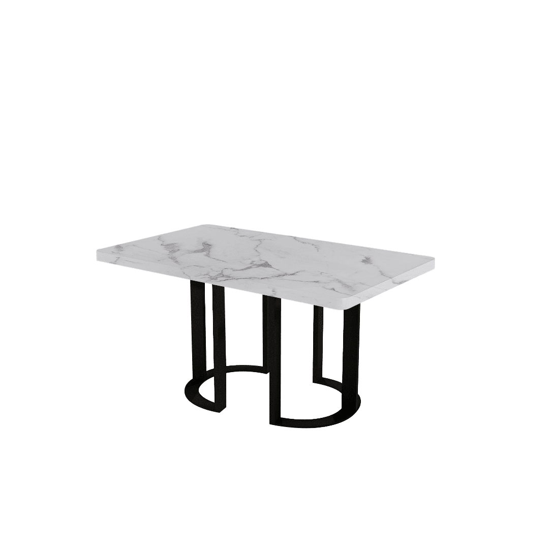 Mix & Match Rectangular Marble Dining Table with Roch Black Metal Base (1.5m x 0.9m)