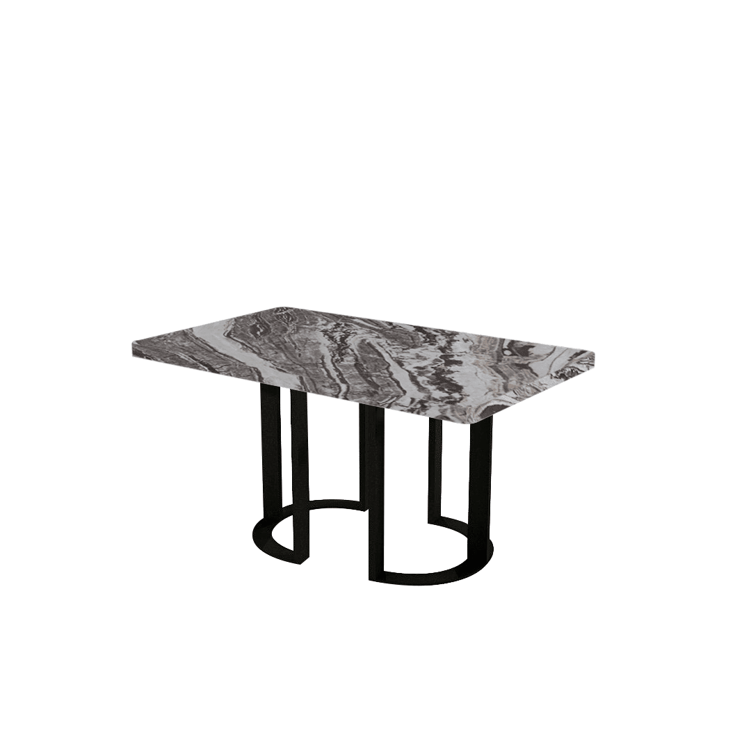 Mix & Match Rectangular Marble Dining Table with Roch Black Metal Base (1.5m x 0.9m)