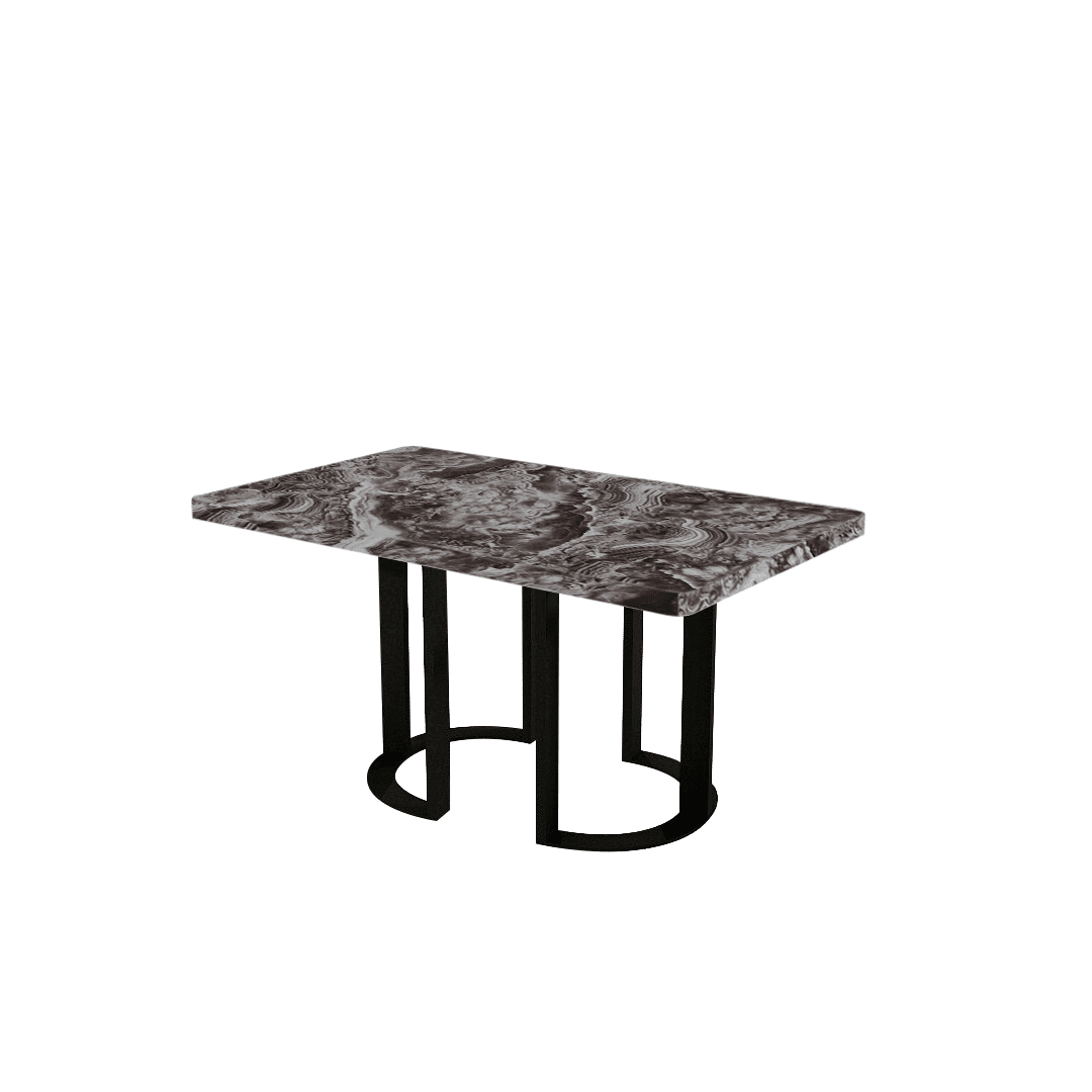 Mix & Match Rectangular Marble Dining Table with Roch Black Metal Base (1.5m x 0.9m)