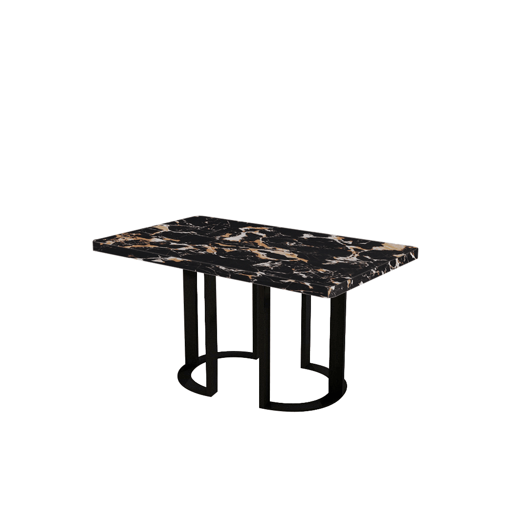 Mix & Match Rectangular Marble Dining Table with Roch Black Metal Base (1.5m x 0.9m)