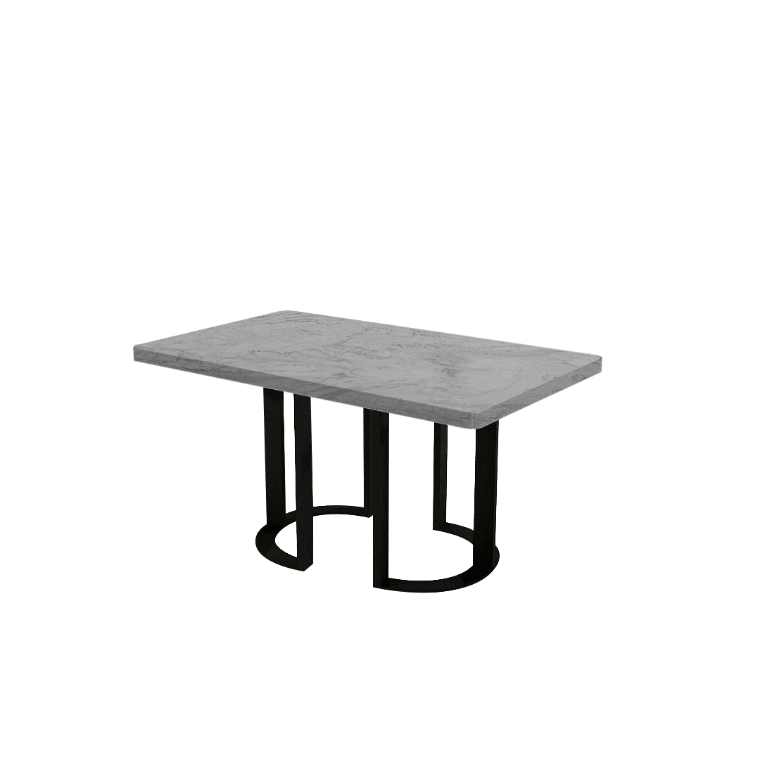 Mix & Match Rectangular Marble Dining Table with Roch Black Metal Base (1.5m x 0.9m)