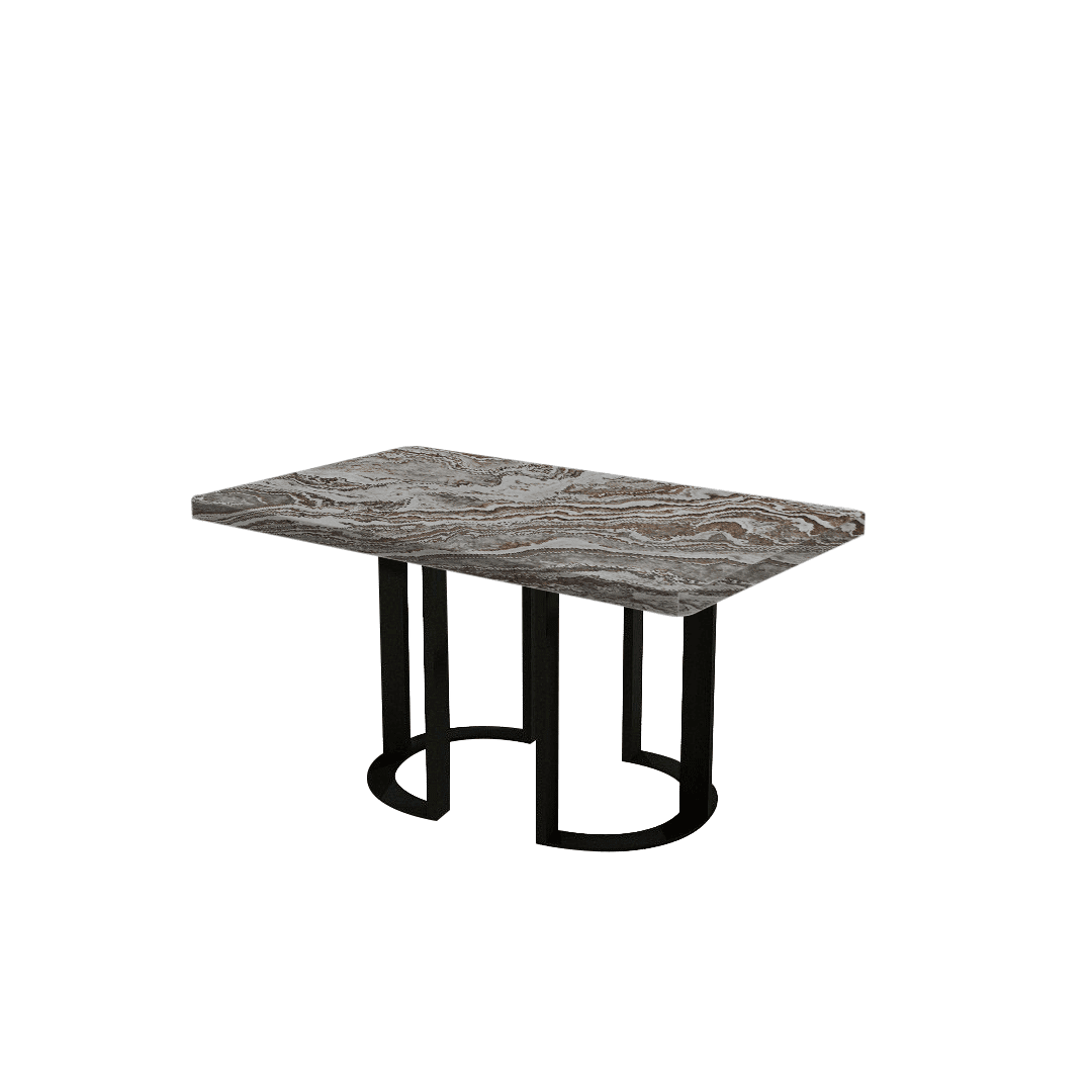 Mix & Match Rectangular Marble Dining Table with Roch Black Metal Base (1.5m x 0.9m)