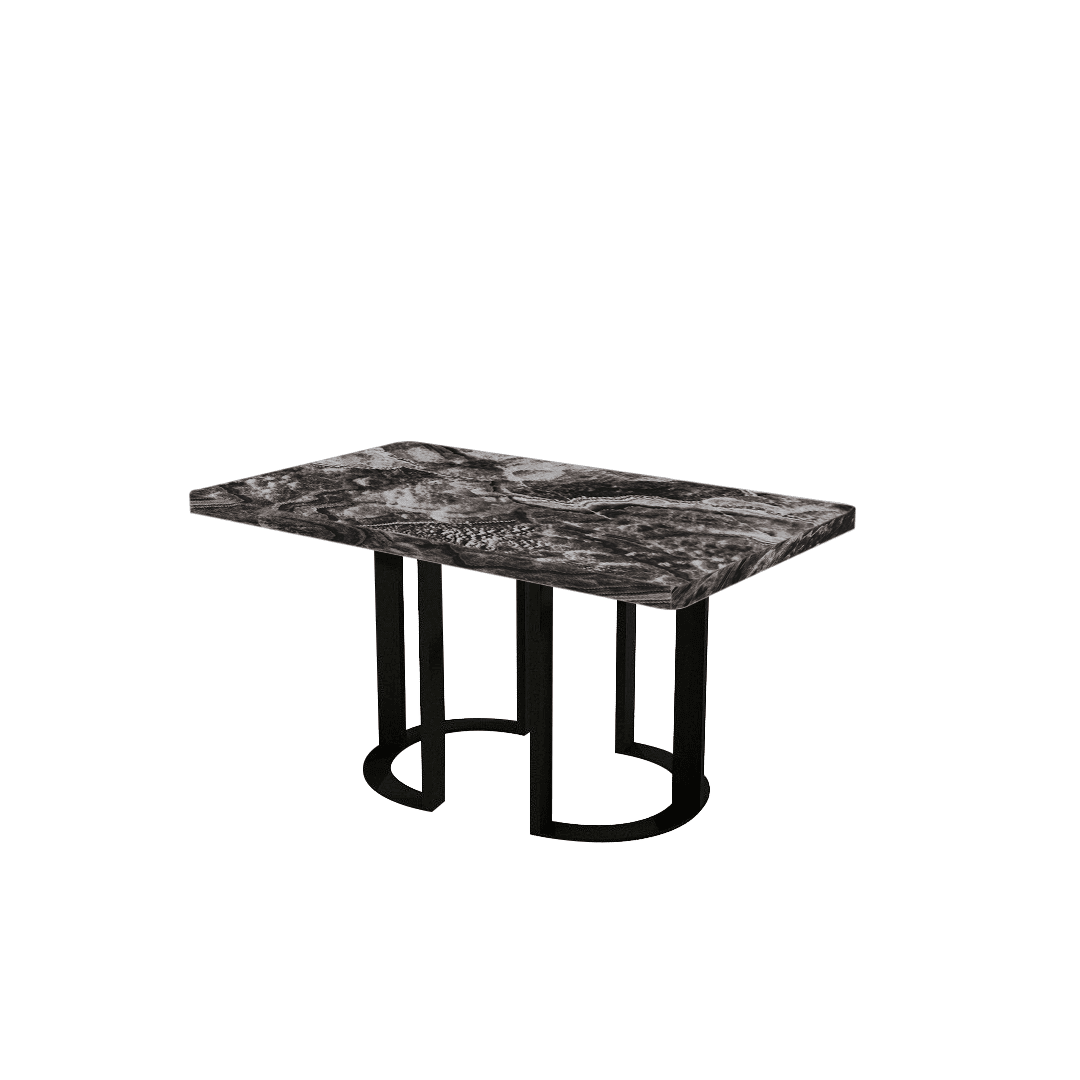 Mix & Match Rectangular Marble Dining Table with Roch Black Metal Base (1.5m x 0.9m)