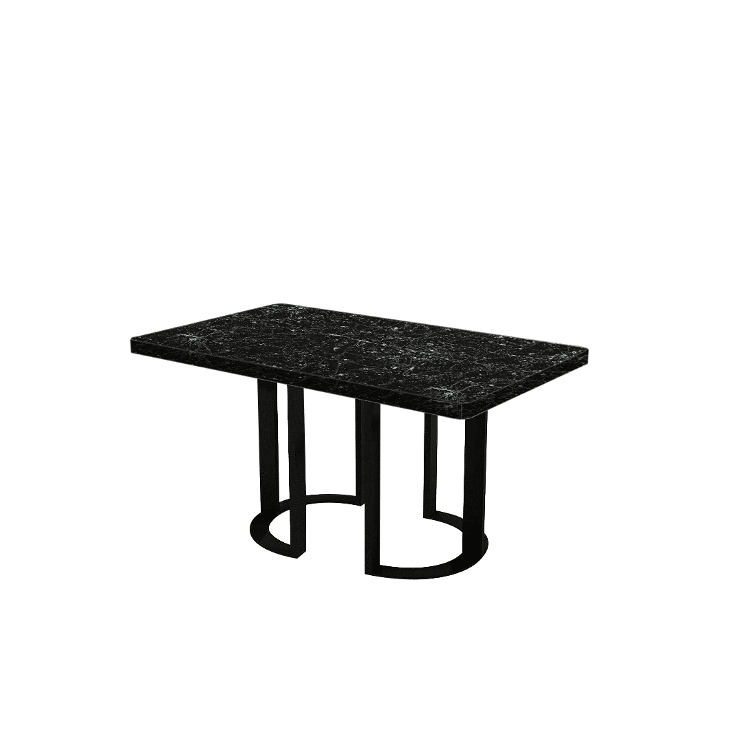 Mix & Match Rectangular Marble Dining Table with Roch Black Metal Base (1.5m x 0.9m)